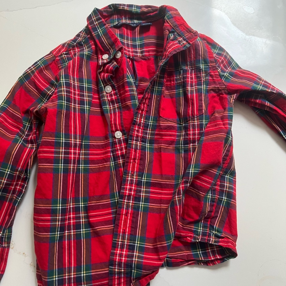 Janie and jack 2t Christmas button up, 6-12 month onesie to match